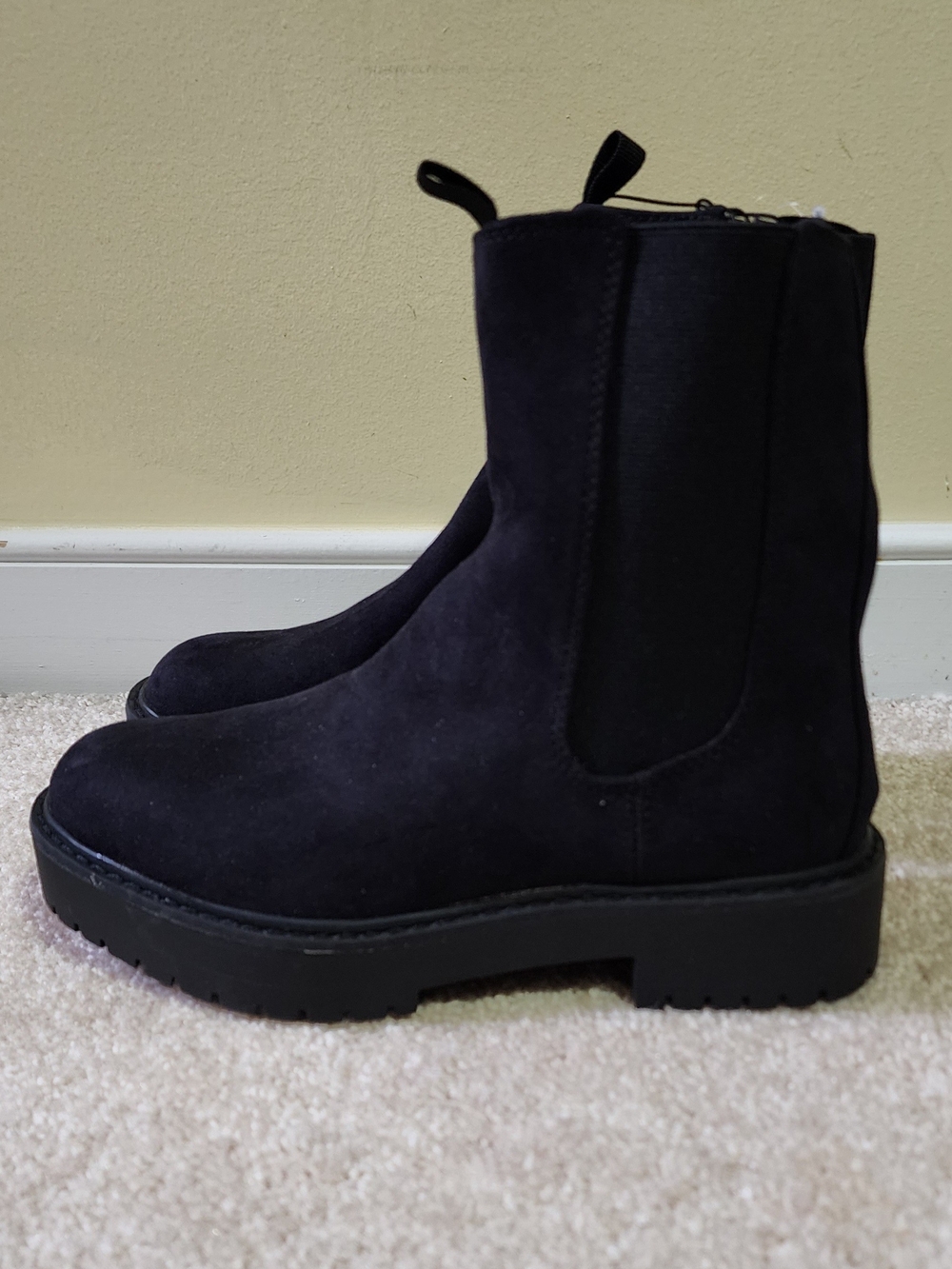 Time and Tru Black Suede Chelsea Ankle Boots